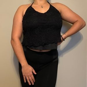 Black Laced Tank Top